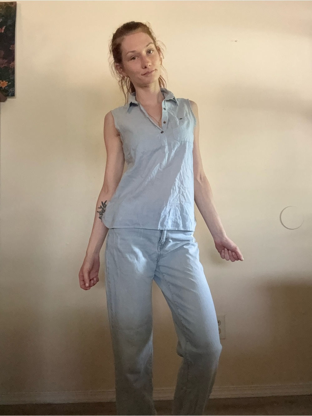 Eddie Bauer Light Blue Sleeveless Casual Top